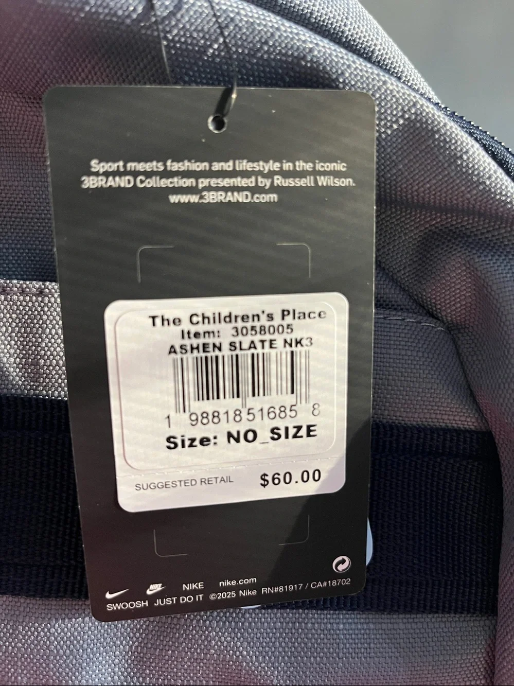 Nike Men’s Gray and Navy Blue Logo Backpack